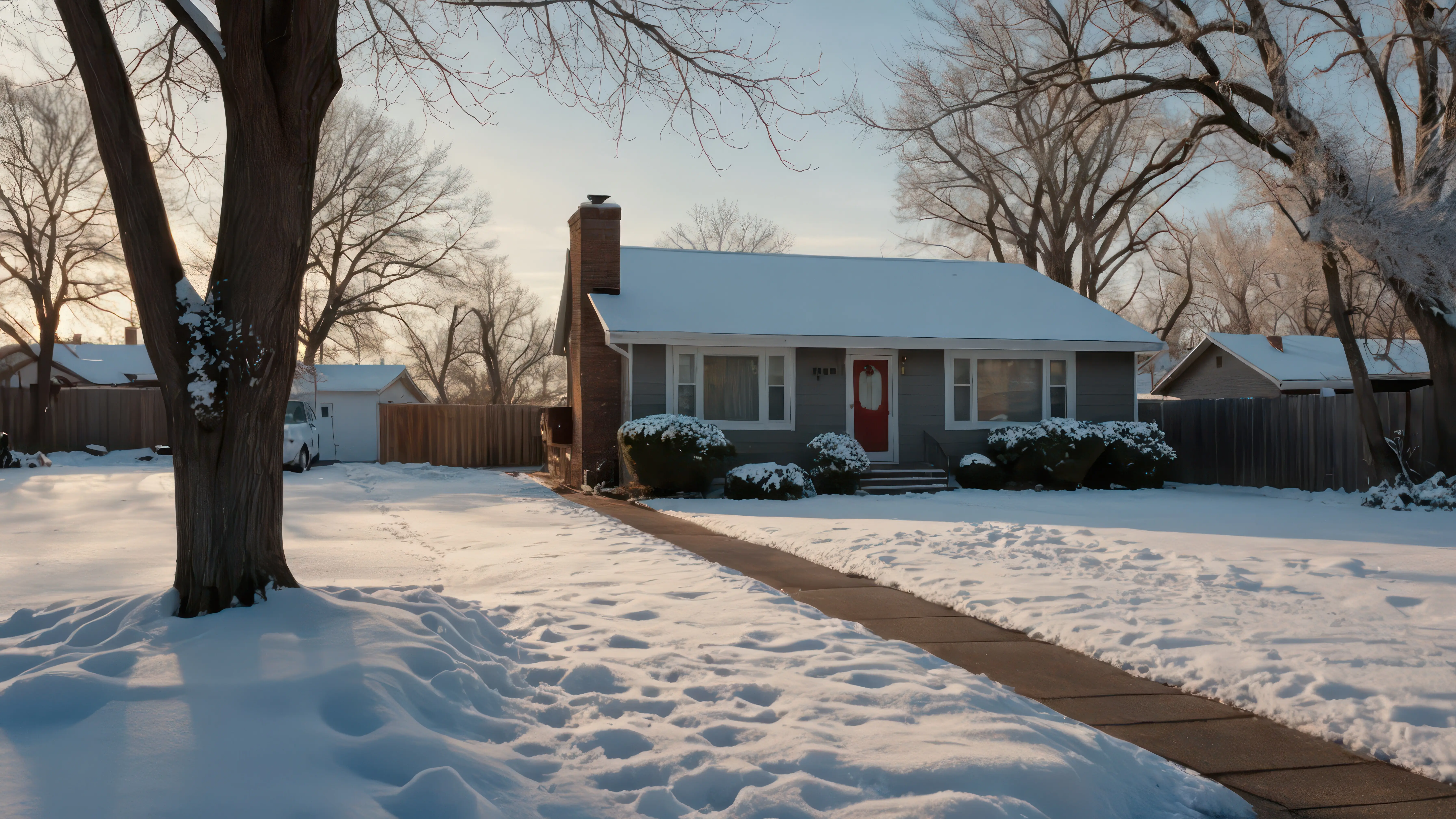 a home's yard in winter
